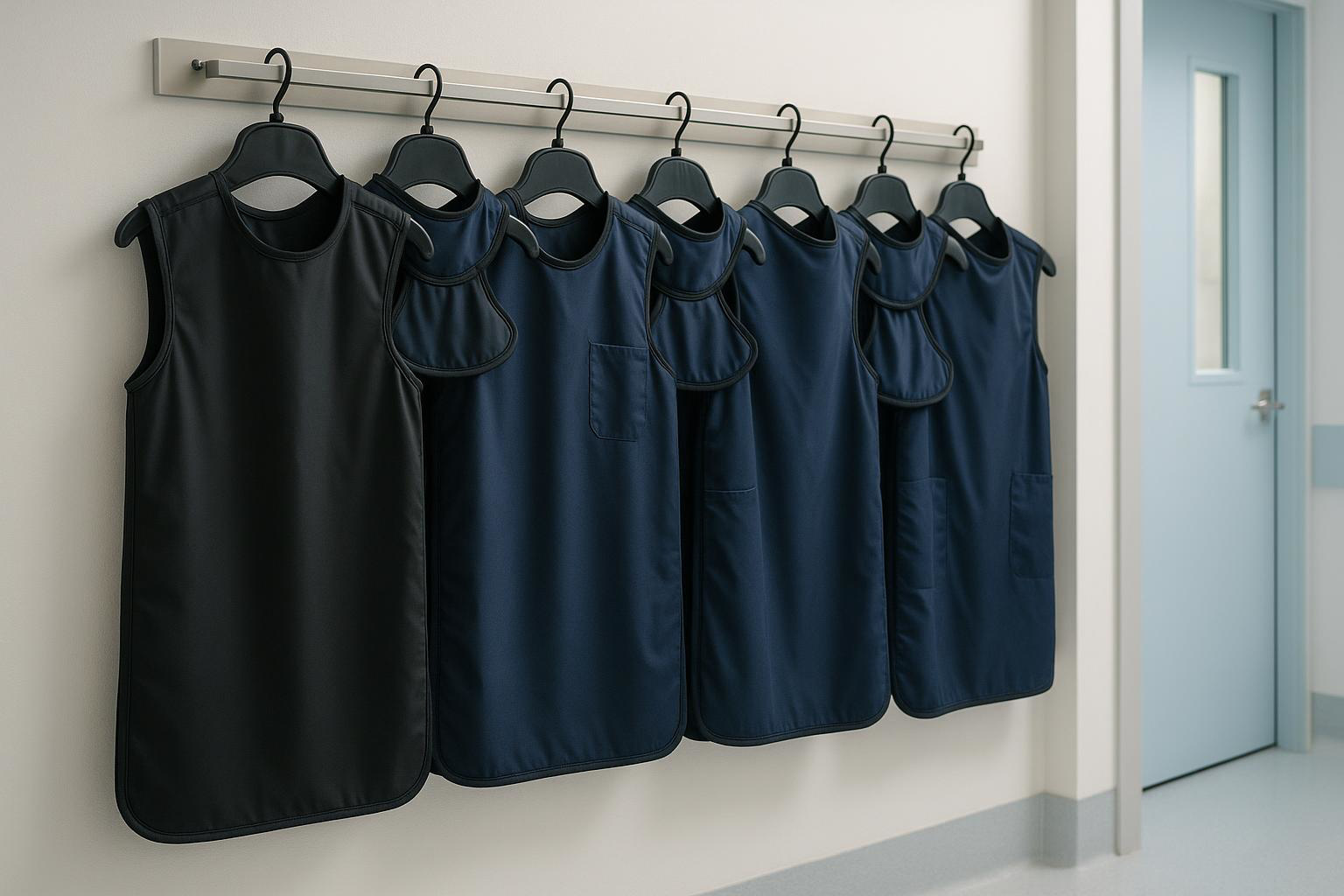 Radiation protection aprons outside an imaging suite