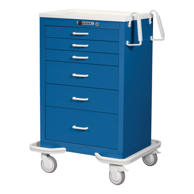 AliMed Standard Series 6-Drawer Anesthesia/Procedure Cart, Two-Tone Dark Blue